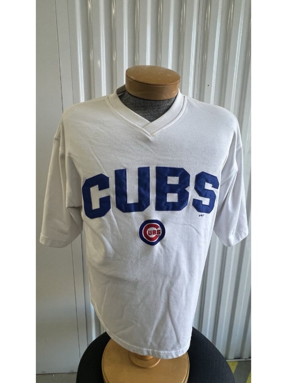 Vintage Men's LEE Sport V Neck White Chicago Cubs Stitched Tshirt XL
